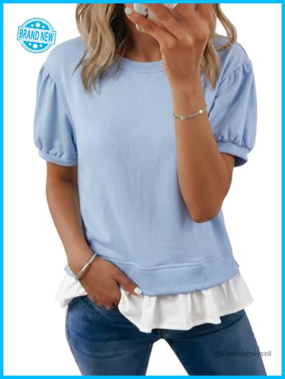 Women's Short Sleeve Ribbed Knit Sweater Top Loose Fit Pullover